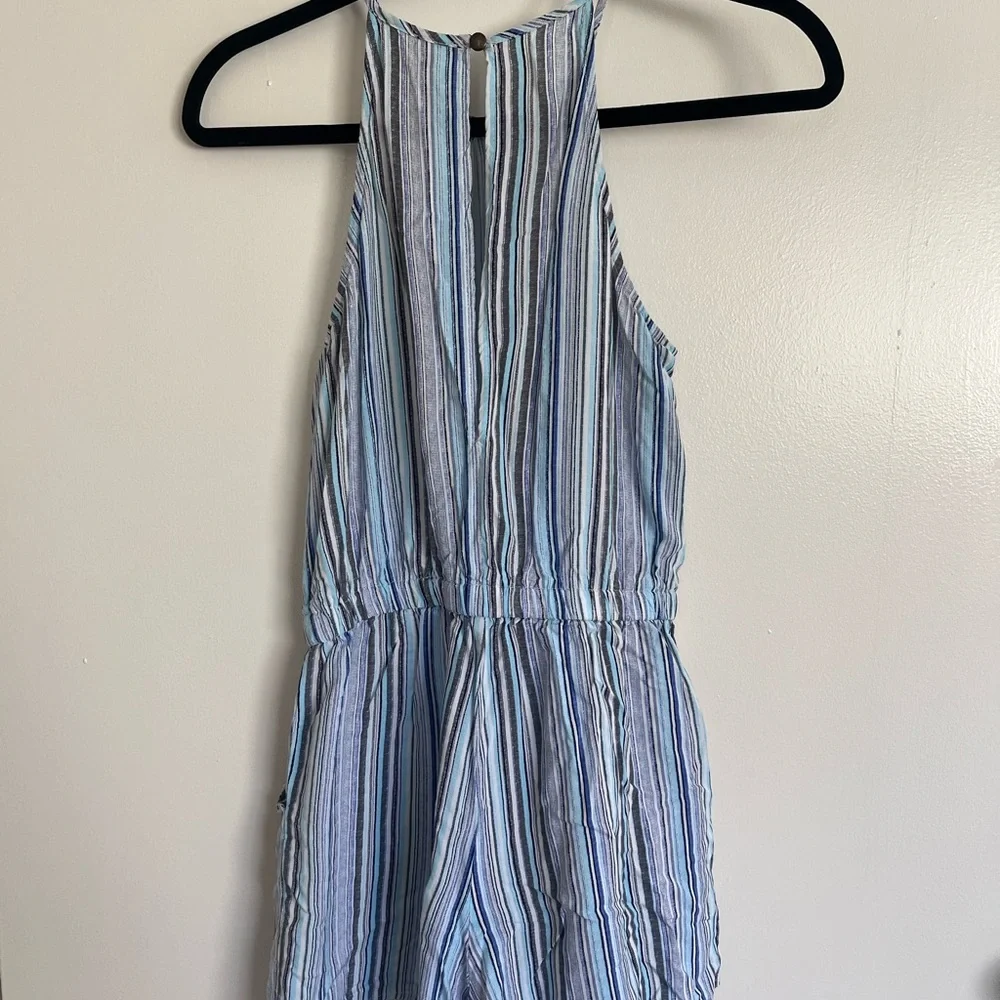 Stylish Blue Striped Women's Romper - Picture 3 of 3